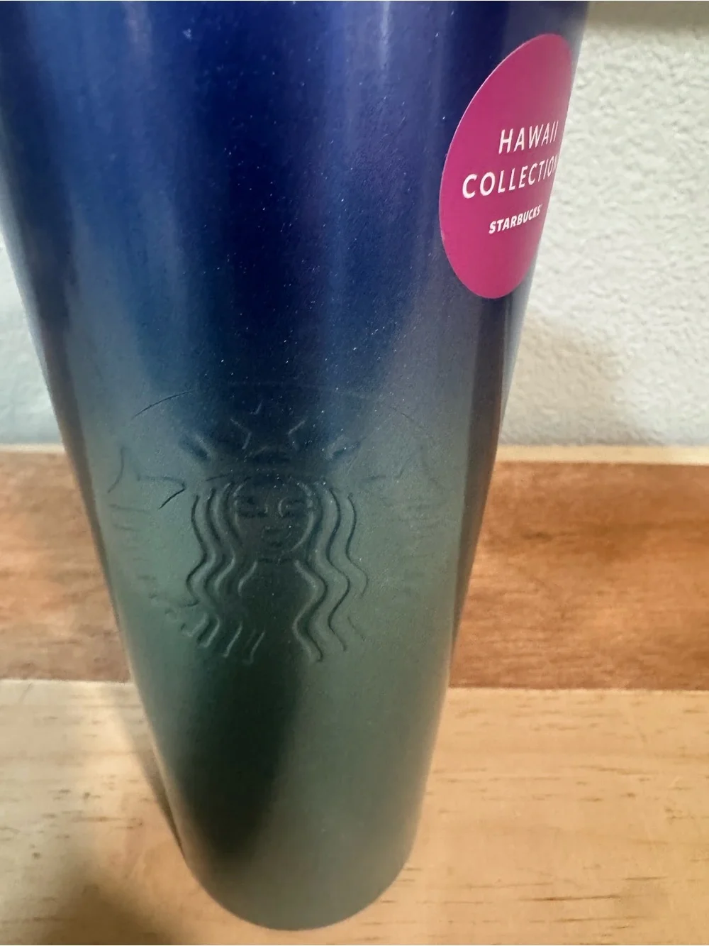 STARBUCKS Hawaii Collection Stainless Steel Blue Ombre Tropical Cold Cup 24oz